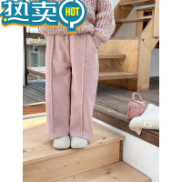 绿彩虹光2023冬季女童韩版休闲裤糯米绒长裤儿童一体绒拼缝直筒裤宝宝裤子