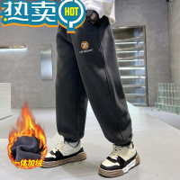 绿彩虹光男童加绒裤子秋冬新2023款厚季运动厚棉裤胖孩中大童长裤潮一体儿童