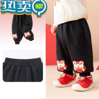 绿彩虹光宝宝加绒裤子婴儿休闲长裤儿童加厚洋气拜年礼服男女童秋冬运动裤