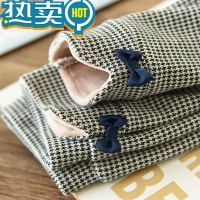 绿彩虹光升级款 暖绒长裤 女童加绒保暖裤 外穿千鸟格裤子 秋冬装