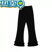 绿彩虹光女童喇叭裤2023新款冬季洋气时髦儿童加厚加绒毛边休闲裤