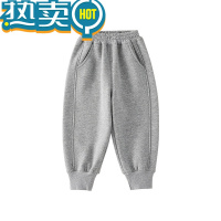 绿彩虹光儿童针织绒长裤宝宝潮流休闲厚棉裤2023秋季新款小童保暖裤子