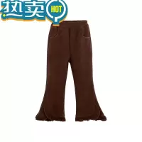 绿彩虹光女童喇叭裤2023冬季新款儿童加绒休闲裤宝宝保暖开叉长裤子