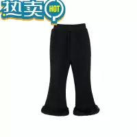 绿彩虹光女童加绒喇叭裤2023冬季新款儿童保暖休闲裤宝宝毛边长裤
