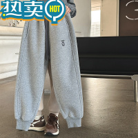 绿彩虹光女童冬季加绒裤子2023新款儿童加厚一体绒束口裤中大童羊驼绒卫裤