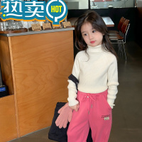 绿彩虹光沫沫童装冬装女童打底针织衫2023秋冬季新款儿童高领洋气加厚毛衣