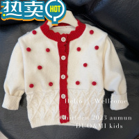 绿彩虹光女童tutu裙套装秋冬款儿童针织开衫半身裙洋气红色毛衣两件套