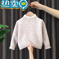 绿彩虹光女童高领毛衣新款韩版秋冬儿童中大童针织加厚加绒打底衫潮