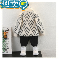 绿彩虹光男童毛衣加绒加厚男孩针织衫2023新款儿童冬装打底衫洋派潮