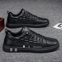 Ideamini夏季防水防滑厨师板鞋男上班工作厨房专用黑色休闲皮鞋运动潮鞋