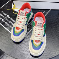 Ideamini女鞋鸳鸯拼色板鞋2022新款软皮糖果休闲学生百搭潮流彩虹运动鞋夏休闲鞋