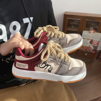 Ideamini丸子北小众涂鸦板鞋女情侣美式拼色复古麻绳休闲鞋运动鞋2022新款