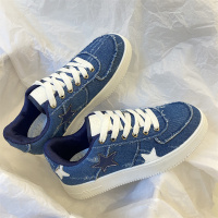 Ideamini潮牌设计感撕边牛仔帆布星星板鞋男女情侣chic小众透气运动鞋夏季