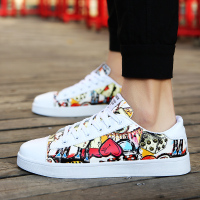 Ideamini2022新款春夏男鞋韩版百搭涂鸦板鞋女一对印花鞋子透气情侣ins潮