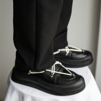 Ideamini小黑鞋男鞋子厚底暗黑色原宿港风ins潮鞋高街小众休闲鞋chic板鞋