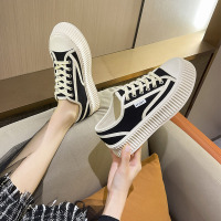 Ideamini帆布鞋女夏厚底饼干鞋2022年新款春季瓦楞鞋子百搭休闲小白板鞋