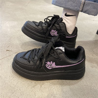 Ideamini鞋子女潮ins风小众设计运动鞋轻便双层底板鞋黑色学生21秋百搭休闲鞋