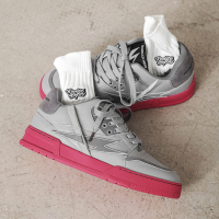 Ideamini夏季小众设计闪电鞋子男厚底情侣运动百搭潮鞋女灰粉拼接休闲板鞋