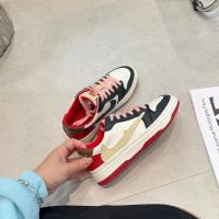 Ideamini首谷韩版倒钩低帮鞋女2022年春新款拼色厚底皮跑步鞋小白鞋板鞋休闲鞋