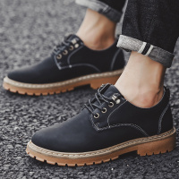 Ideamini短靴男夏季英伦大头工装马丁靴低帮平底板鞋复古马丁鞋百搭男皮鞋