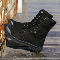 Ideamini高帮帆布鞋男士户外沙漠靴战术靴登山鞋防滑轻便爬山鞋工装马丁靴