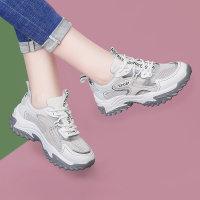 Ideamini运动网鞋女透气网面薄款夏季2022新款春秋休闲厚底皮跑步鞋休闲鞋