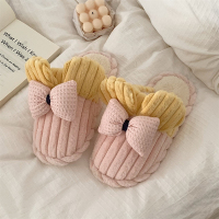 Ideamini 少女心ins可爱蝴蝶结棉拖鞋女网红时尚居家毛绒绒月子鞋