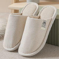 Ideamini简约春秋四季亚麻拖鞋男女家居家用防滑吸汗透气室内棉布拖鞋天