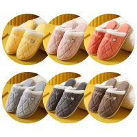 Ideamini女士棉拖鞋家用季厚底居家居耐磨保暖室内地板毛毛绒拖鞋男秋天