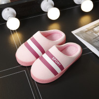 Ideamini亲子棉拖鞋一家三口男童女童PU皮面防水防滑居家情侣儿童毛拖鞋