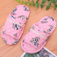 Ideamini春秋卡通棉布居家室内儿童男女布底地板拖鞋防滑小孩宝宝四季