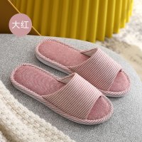 Ideamini家居情侣亚麻拖鞋女室内防滑耐磨棉麻拖鞋男士木地板家用软底麻拖