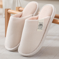 Ideamini棉拖鞋女秋四季家居室内男居家地板防滑厚底毛毛绒月子棉鞋包跟