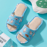 Ideamini儿童拖鞋棉麻布艺室内男童女童小孩家用亚麻家居家春秋宝宝防滑