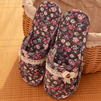 Ideamini布底拖鞋居家室内棉布艺男女夏四季情侣木地板软底