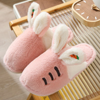 Ideamini秋季厚底可爱长耳兔棉拖鞋女保暖加厚防滑天家居室内毛绒拖鞋