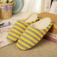 Ideamini新款细条纹情侣居家棉拖鞋 软底拖鞋家居木地板拖鞋