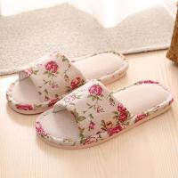 Ideamini亚麻拖鞋女夏季软底可爱居家室内情侣男家居防滑四季棉麻家用地板