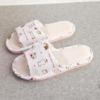 Ideamini四季成人亚麻拖鞋室内情侣款拖鞋家居棉麻拖鞋防滑碎花款男女