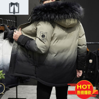NEW LAKE冬季棉衣棉服男中长款毛领连帽加厚棉袄韩版潮流青年学生外套男装