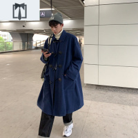 NEW LAKE冬季港风特宽松纯色中长款毛呢大衣男韩版潮流百搭呢子风衣外套男毛呢大衣男