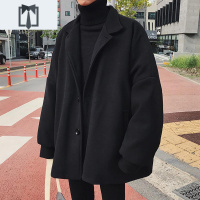 NEW LAKE毛呢外套男短款韩版英伦风大衣风衣学生日系潮流宽松冬季加厚毛呢大衣男
