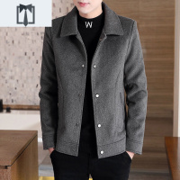 NEW LAKE毛呢大衣男韩版潮流帅气青年休闲呢子风衣外套常规款/加绒毛呢大衣男