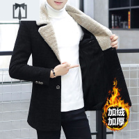 NEW LAKE外套男士加绒加厚毛呢大衣夹克中长款韩版风衣潮流男装青年毛呢大衣男