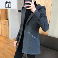 NEW LAKE男士中长款毛呢大衣风衣披风男潮外套男韩版修身呢子风衣男毛呢大衣男