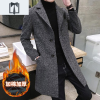 NEW LAKE男士风衣大码潮流韩版中长款毛呢大衣男修身帅气呢子外套男毛呢大衣男