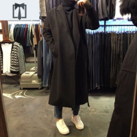NEW LAKE男士韩版大衣男长款风衣落肩过膝毛呢大衣男大码宽松呢子大衣外套毛呢大衣男