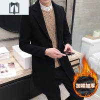 NEW LAKE韩版潮修身型毛呢大衣男款加厚呢子外套男士中长款风衣男装毛呢大衣男