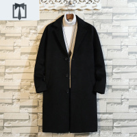 NEW LAKE中长款过膝风衣男韩版潮流宽松新款男生毛呢外套男装呢子大衣毛呢大衣男