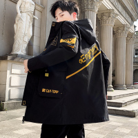 NEW LAKE风衣男韩版潮流中长款加绒加厚夹克青少年学生秋冬季棉衣男士外套风衣